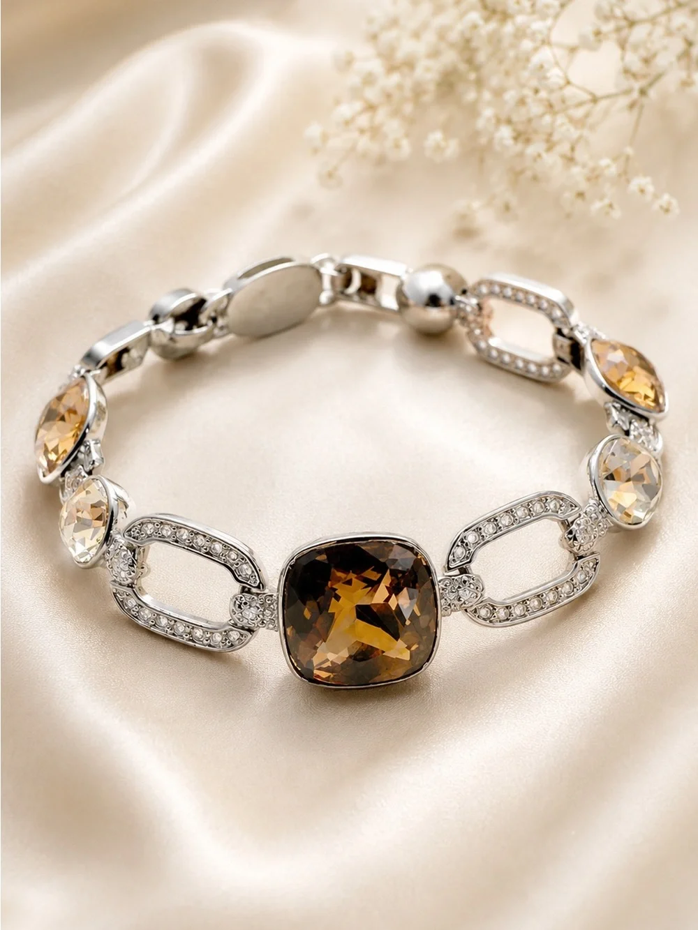 Givenchy Vintage Elegant Silver and Amber Bracelet.